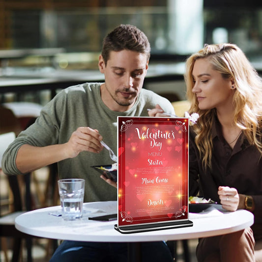 Acrylic Sign Holder, T Shape Double Sided Clear Flyer Stand, 8.5 x 11 Plastic Display Holder Vertical Menu Stand for Office Wedding  Hotels