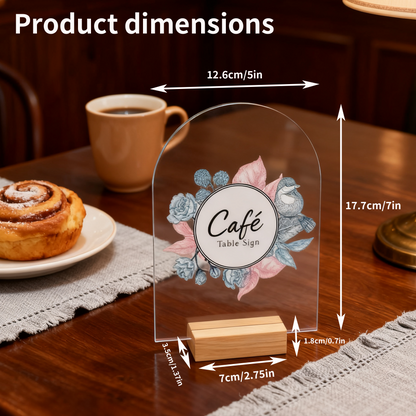 Acrylic Sign 10 Pack 5x7 Inch Blank Clear Arch with Wooden Stands, Arched Round Top Acrylic Sheet, DIY Acrylic Arch Table Numbers，DIY Table Numbers，DIY Name Card Gifts Event Party Sign Decoration