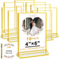 Acrylic Gold Sign Holder, 4 x 6 Gold Picture Frames Clear Double Sided Menu Holder for Wedding Table Number 10 Pack