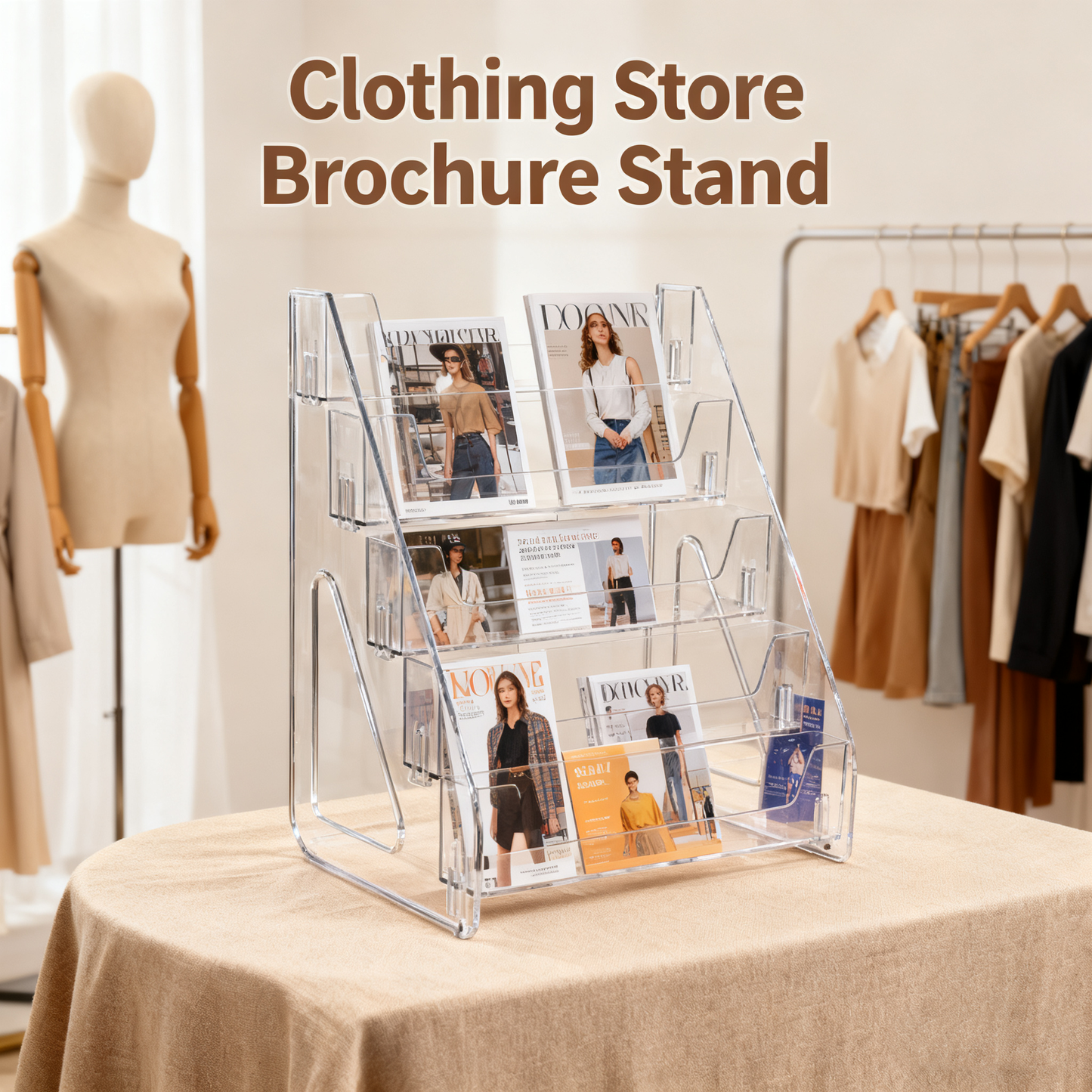 Acrylic Card Display Stand 5 Tier, Clear Display for Greeting Cards, Sports Cards, Postcards, Stickers & Brochures, Easy Snap-On, Increased Height & Thickness for Better，Thick Stable Design with Quick Snap-On Assembly for Stores & Exhibitions