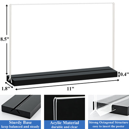 Acrylic Sign Holder 11 x 8.5 Inches Horizontal ,6 Pack T-Shaped Clear Double-Sided Plastic Table Picture Frames Display Holder,Document Menu Stands Desktop Holders for Restaurant Signs,Office, Store-Landscape