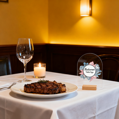 Acrylic Sign 10 Pack 5x7 Inch Blank Clear Arch with Wooden Stands, Arched Round Top Acrylic Sheet, DIY Acrylic Arch Table Numbers，DIY Table Numbers，DIY Name Card Gifts Event Party Sign Decoration