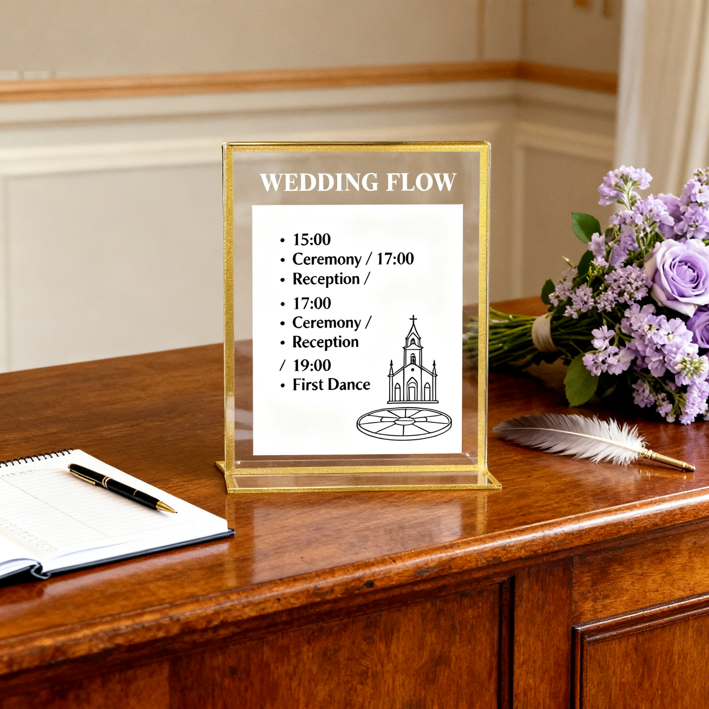 Acrylic Sign Holder 5 x 7 Inch 18 Pack Gold Frames Wedding Table Number Holders, Double Sided Clear Picture Frames, Vertical Table Number Display Stands for Weddings, Events, Menus, Home & Office Decor