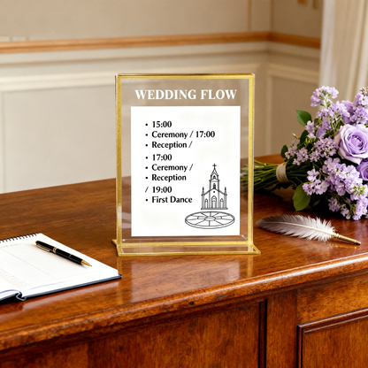 Acrylic Sign Holder 5 x 7 Inch 18 Pack Gold Frames Wedding Table Number Holders, Double Sided Clear Picture Frames, Vertical Table Number Display Stands for Weddings, Events, Menus, Home & Office Decor