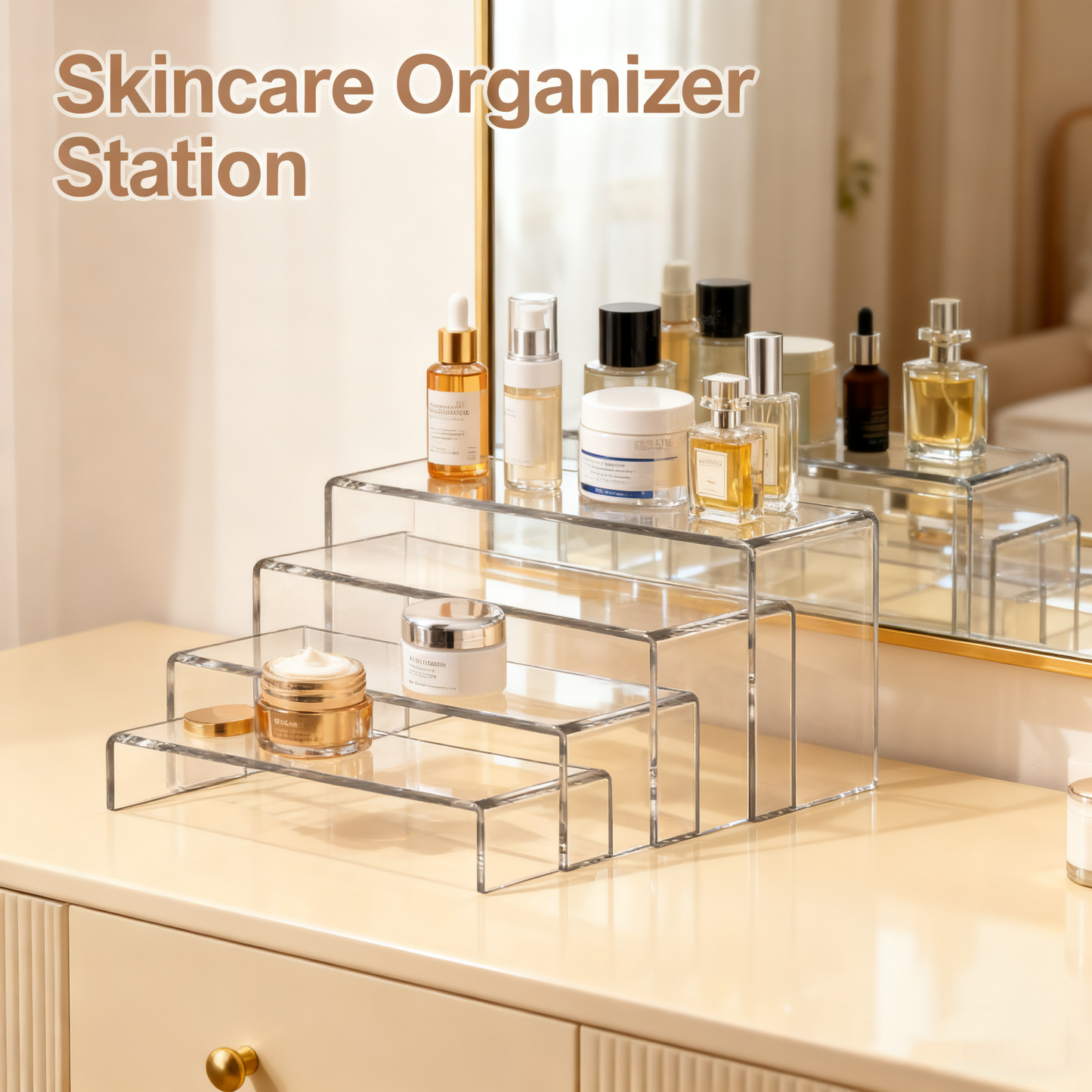 Acrylic Display Risers Set 8 Pcs 2 Set(7”L~8”L~9”L) Acrylic Display Set Rectangular Stands Shelf Clear Display Risers for Decor, Cake Shelves Retail Shoe Showcase，Perfume & Collectibles，Home Decoration