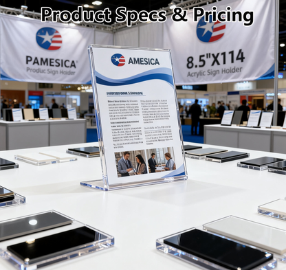 Acrylic Sign Holder Clear 8.5 x 11,12 Pack Plastic Display Stands for Tabletop, Desktop L-Shape Acrylic Stands for Flyers, Documents, Office, Restaurants Menus, Stores Flyers