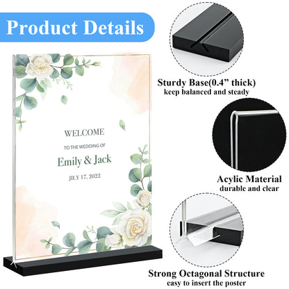 Acrylic Sign Holder 5 x 7 Clear T Shape Double-Sided Desktop Display Stand, Plastic Sign Holder Flyer Menu ad Frames Stand Perfect for Restaurants, Promotions, Picture Photo Frame, Events, Home, 6 Pack