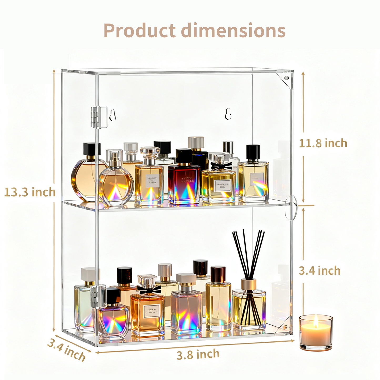 Acrylic Display Case 2 Tiers, Clear Display Case for Funko Pop Figures, Wall Mounted or Desktop Dustproof Display Cabinet Box for Collectibles,Rock,Crystals,Mini Toys,Decorative Crystals