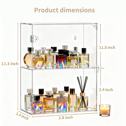 Acrylic Display Case 2 Tiers, Clear Display Case for Funko Pop Figures, Wall Mounted or Desktop Dustproof Display Cabinet Box for Collectibles,Rock,Crystals,Mini Toys,Decorative Crystals