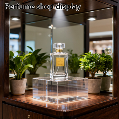 3 Size Acrylic Risers Stands Display Block Clear Crystal Polished Acrylic Cube Solid Display Pedestal Stand Square for Small Jewelry Perfume Photography Collection Food Doll Wedding Christmas