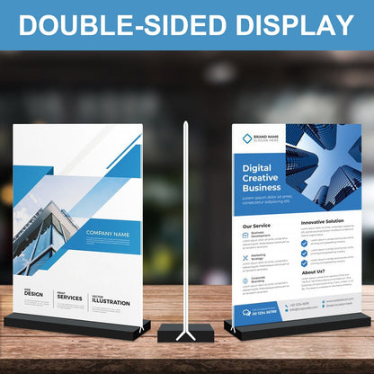 8.5 x 11 Acrylic Sign Holder Vertical Double-Sided Tabletop Sign Holder with Black Base, Plastic Picture Frame Paper Holder, Clear Menu Display Stand for Office Restaurant Store Home 8 Pack