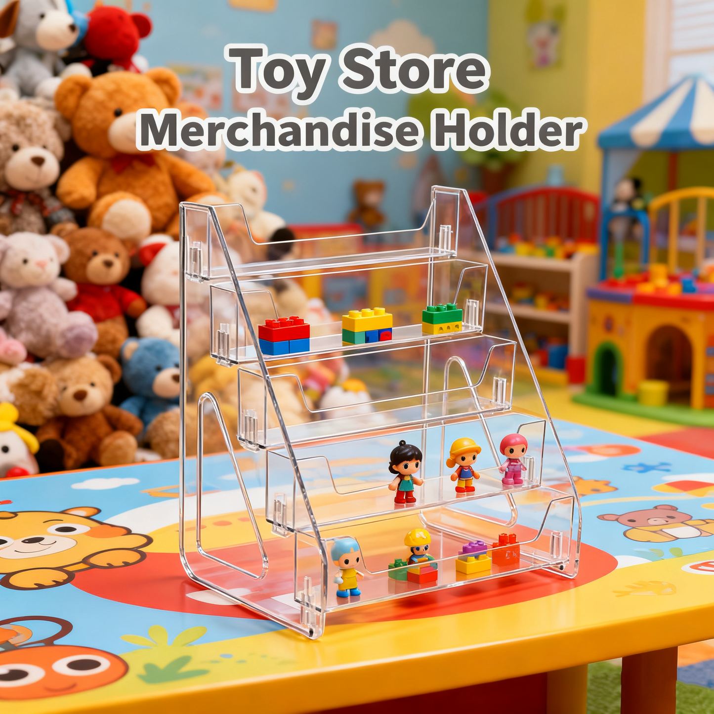 Acrylic Card Display Stand 5 Tier, Clear Display for Greeting Cards, Sports Cards, Postcards, Stickers & Brochures, Easy Snap-On, Increased Height & Thickness for Better，Thick Stable Design with Quick Snap-On Assembly for Stores & Exhibitions