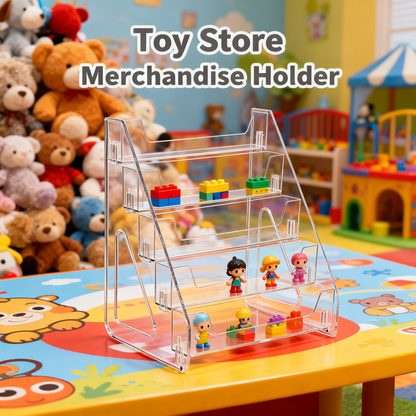 Acrylic Card Display Stand 5 Tier, Clear Display for Greeting Cards, Sports Cards, Postcards, Stickers & Brochures, Easy Snap-On, Increased Height & Thickness for Better，Thick Stable Design with Quick Snap-On Assembly for Stores & Exhibitions