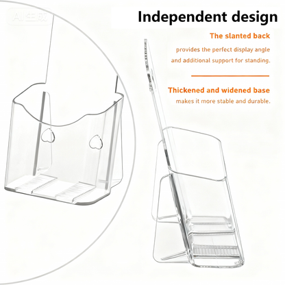 Acrylic Brochure Holder 4x9 Inches 2 Pack Slant Back Design, Clear Display Stand, Plastic Table Stand Sign Holder Pamphlet Holder Flyer Holder,  Acrylic Table Signs Plastic Paper Holder for Office, Home, Store
