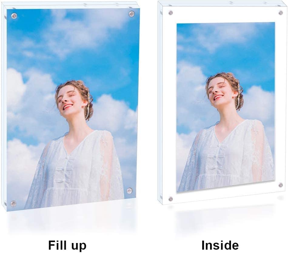 Acrylic Picture Frame 5x7 Clear Double Sided Magnetic Picture Frameless Desktop Display for Family, Baby, Photo Frames Best Gift