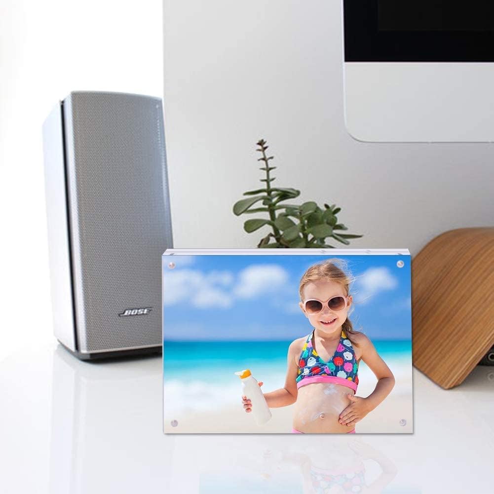 Acrylic Picture Frame 5x7 Clear Double Sided Magnetic Picture Frameless Desktop Display for Family, Baby, Photo Frames Best Gift