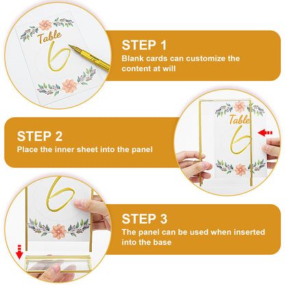 Acrylic Gold Sign Holder, 4 x 6 Gold Picture Frames Clear Double Sided Menu Holder for Wedding Table Number 10 Pack