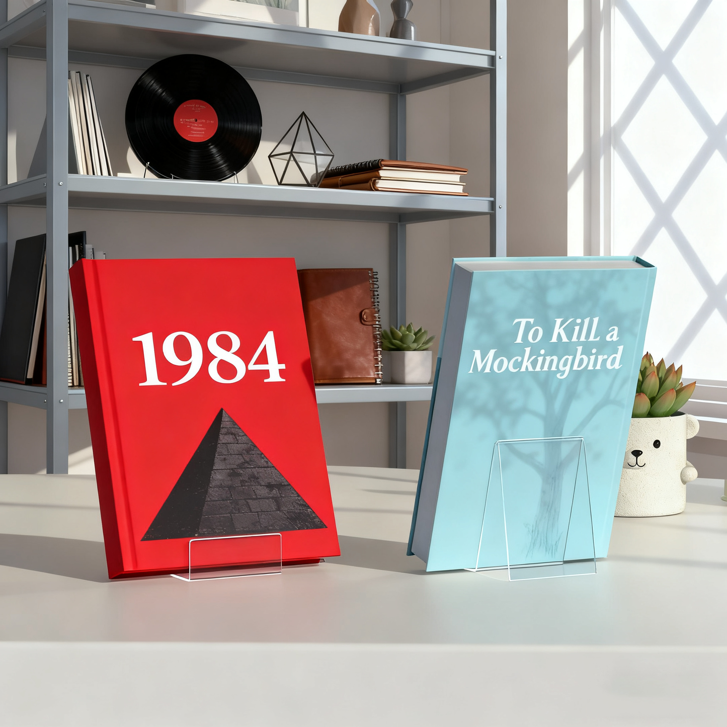 Acrylic Book Stand 6 Pack，Large Clear Acrylic Display Stand for Magazines, Postcards & Artworks，Display Stand for Album, CD, Magazine, Postcard, Picture, Plate, Artworks, Phone, Tablet