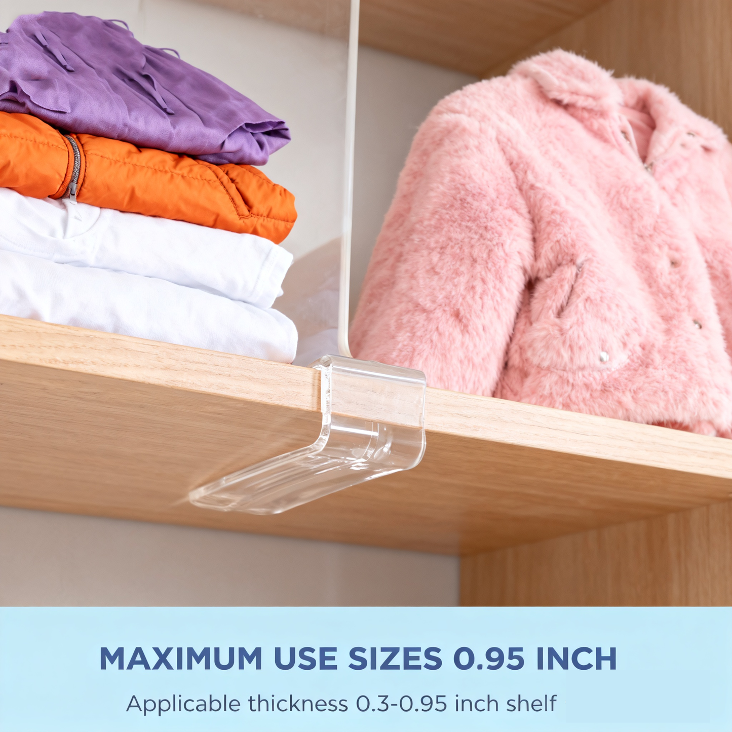 6 Pack Clear Acrylic Shelf Dividers for Closet Organization, Vertical Purse and Sweater Organizer for Bedroom, Kitchen & Cabinets, Sturdy Closet Storage Solution for Handbags and Clothes