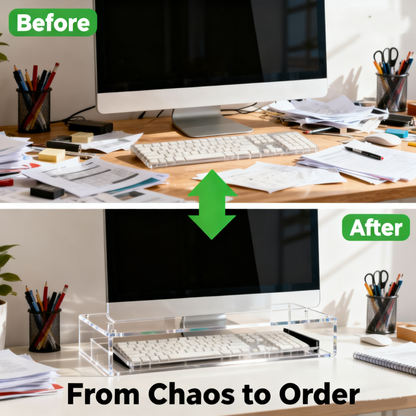 Acrylic Clear Monitor Stand Riser 2 Tier, 5.12" High Computer Shelf Organizer for Laptop, PC, Printer, and Media Storage Desk Organizer Shelf