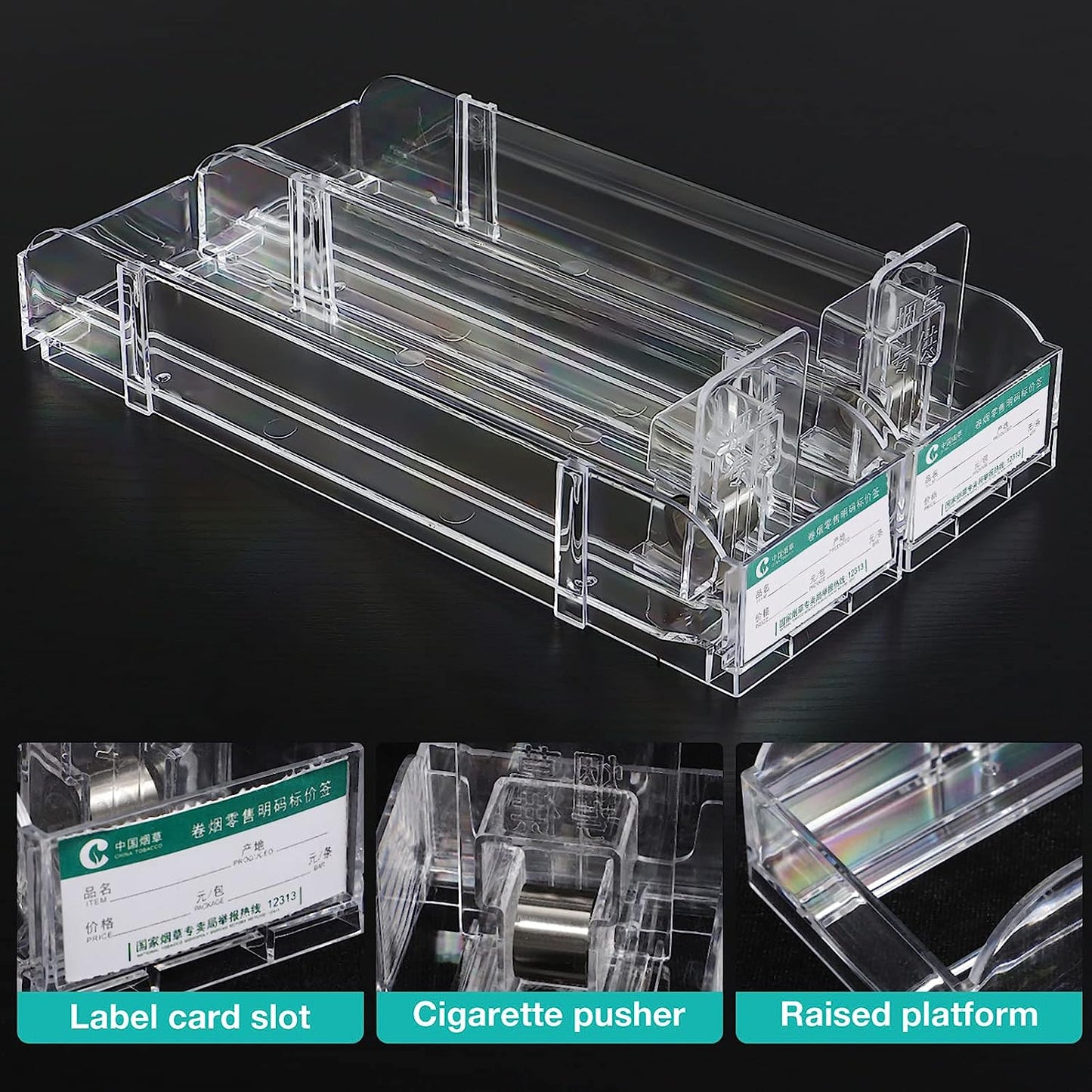 Store Display Shelves Matchbook Display Case, Automatic   Clear Cigarette Display Stand Rack for Market Store (8Pcs Capacity)