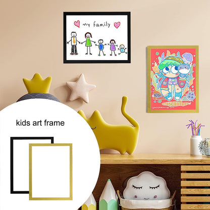 Document Plastic Sign Holder Pockets with Magnetic Back for Fridge/Whiteboard/Chalkboard/Cabinet, 5.83x 8.3 Inch, Champagne Gold, 2 Pcs