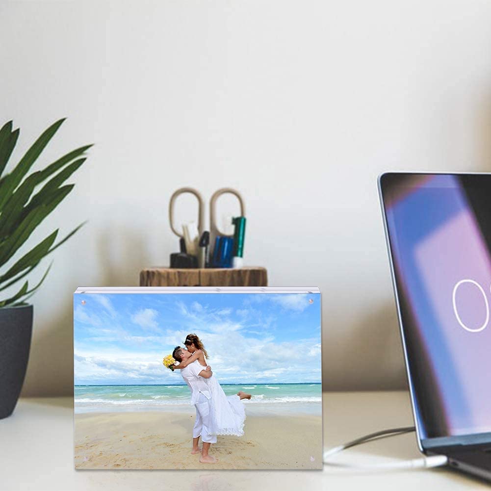 Acrylic Picture Frame 5x7 Clear Double Sided Magnetic Picture Frameless Desktop Display for Family, Baby, Photo Frames Best Gift