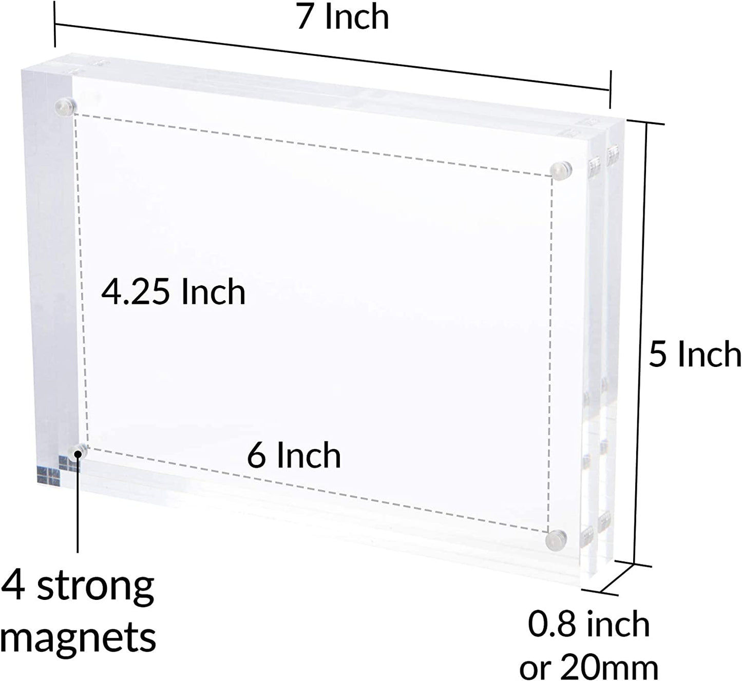Acrylic Picture Frame 5x7 Clear Double Sided Magnetic Picture Frameless Desktop Display for Family, Baby, Photo Frames Best Gift
