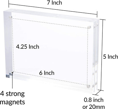 Acrylic Picture Frame 5x7 Clear Double Sided Magnetic Picture Frameless Desktop Display for Family, Baby, Photo Frames Best Gift