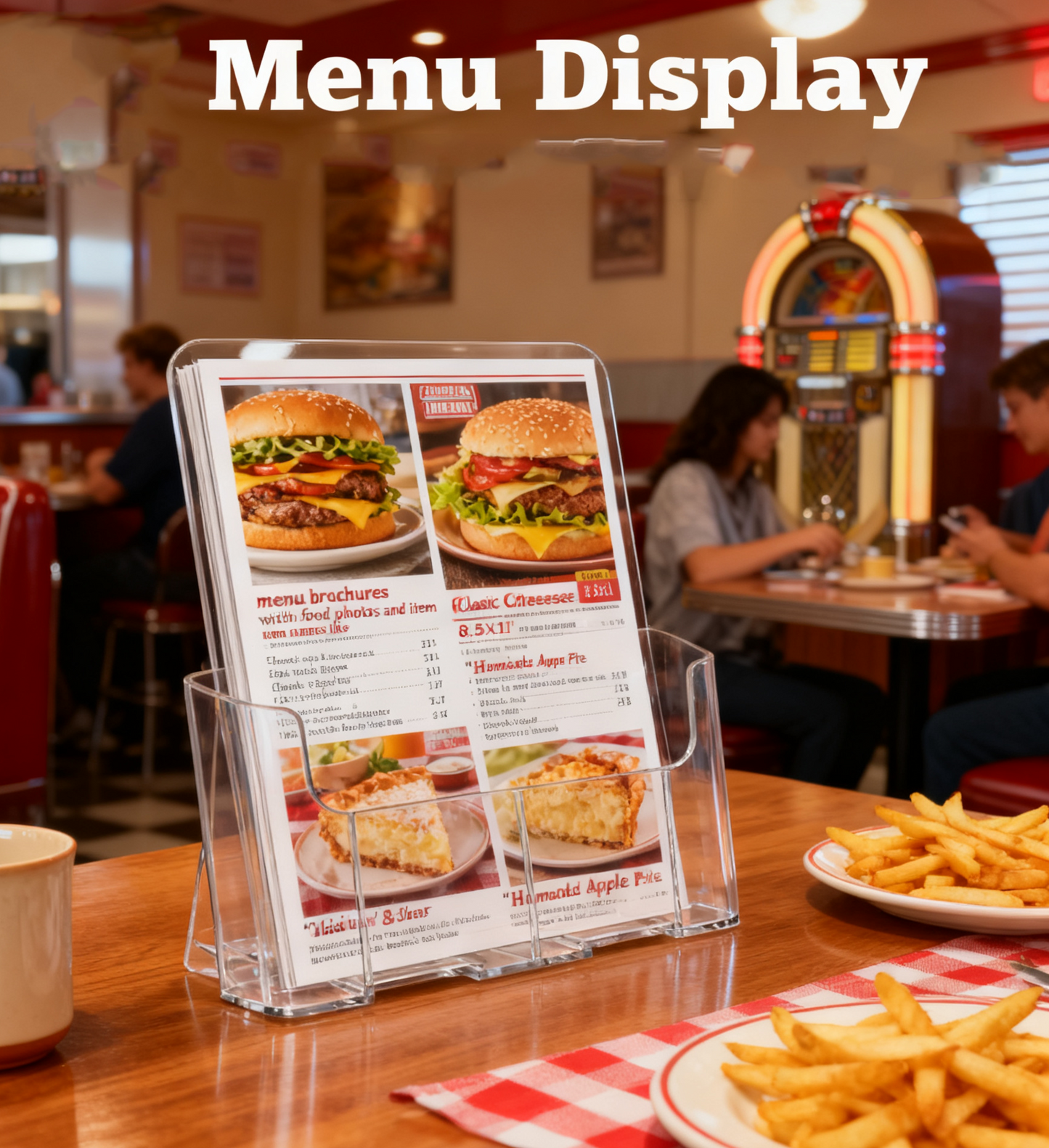 Acrylic Brochure Holder 8.5 x 11”，2 Pack Clear Flyer Display Stand for Desk or Wall Mount, Plastic Literature Holder for Trifold Brochures, Magazines, Menus, Pamphlets, Booklets, Documents