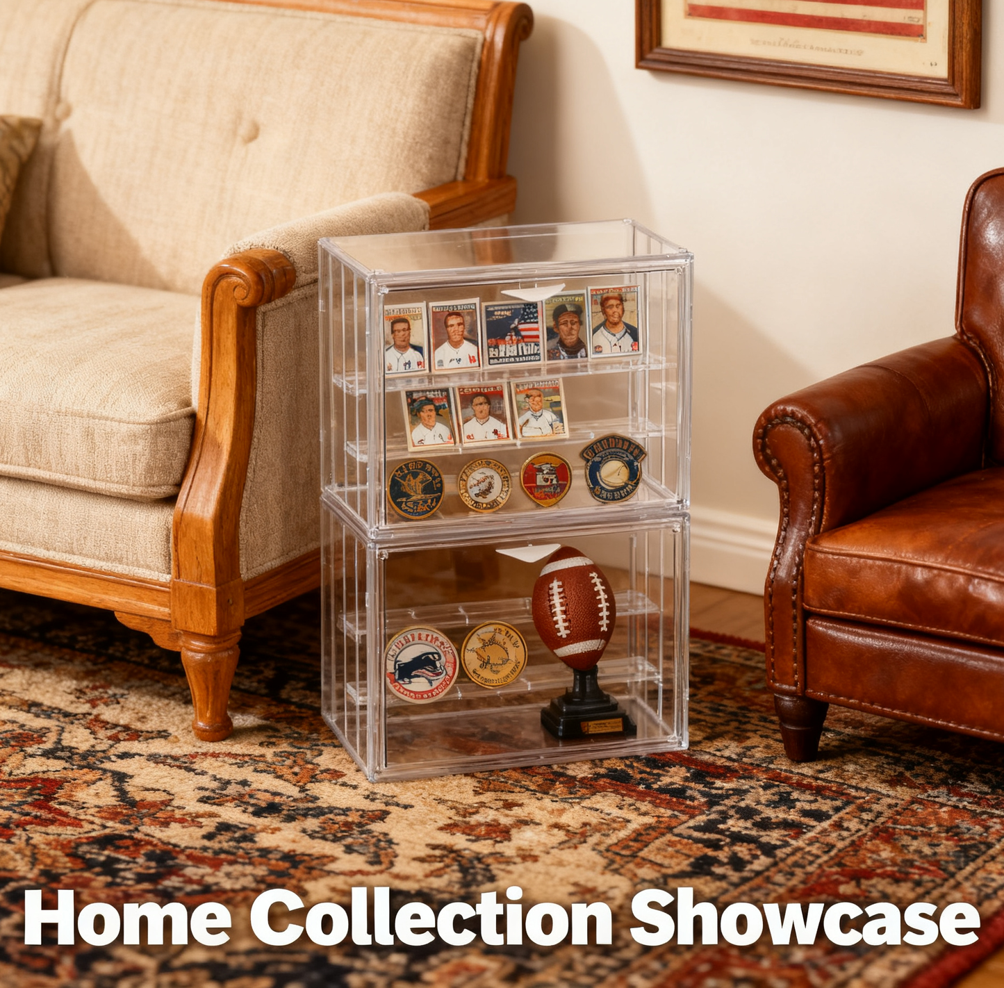 Acrylic Display Case for Collectibles 3 Layer 2Pcs Adjustable Figure Display Case with Magnetic Door Clear Stackable Display Box for Figures Showcase，Ideal for Blind Box Figures & Model Collectibles