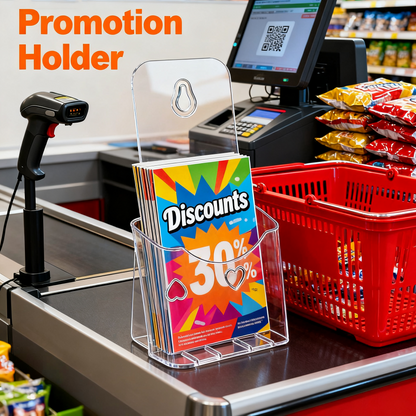 Acrylic Brochure Holder 4x9 Inches 2 Pack Slant Back Design, Clear Display Stand, Plastic Table Stand Sign Holder Pamphlet Holder Flyer Holder,  Acrylic Table Signs Plastic Paper Holder for Office, Home, Store