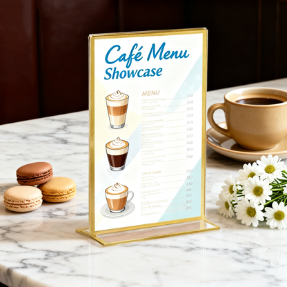 Acrylic Sign Holder 5 x 7 Inch 18 Pack Gold Frames Wedding Table Number Holders, Double Sided Clear Picture Frames, Vertical Table Number Display Stands for Weddings, Events, Menus, Home & Office Decor