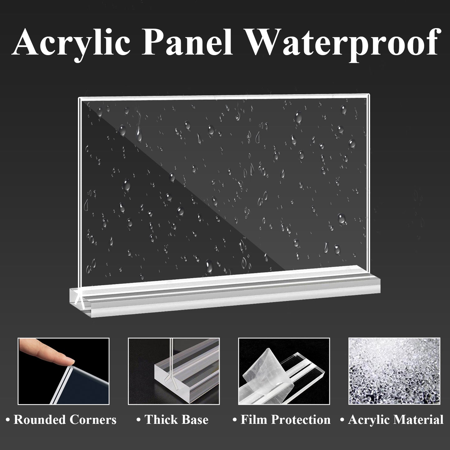 Arrobust Acrylic Sign Holder 11 x 8.5 Inches 4 Pack Horizontal, T -Shaped Double Sided Clear Paper Frames, PlasticTable Menu Display Holder, Document Flyer Table Stand for Office, Store, Restaurant -Landscape