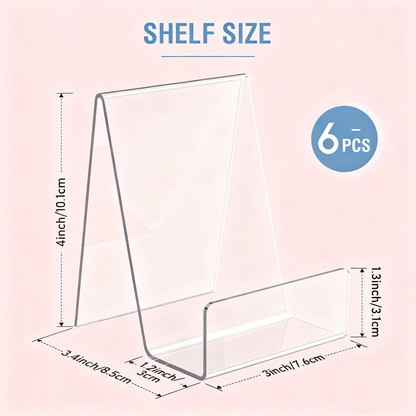 Acrylic Book Stand 6 Pack，Large Clear Acrylic Display Stand for Magazines, Postcards & Artworks，Display Stand for Album, CD, Magazine, Postcard, Picture, Plate, Artworks, Phone, Tablet