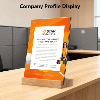 Acrylic Sign Holder with Wood Base 8.5 x 11”  3 Pack L/T Versatile Vertical/Slant Back Display Holder for Wedding, Restaurant Menu, Store, Office, Hote Counters