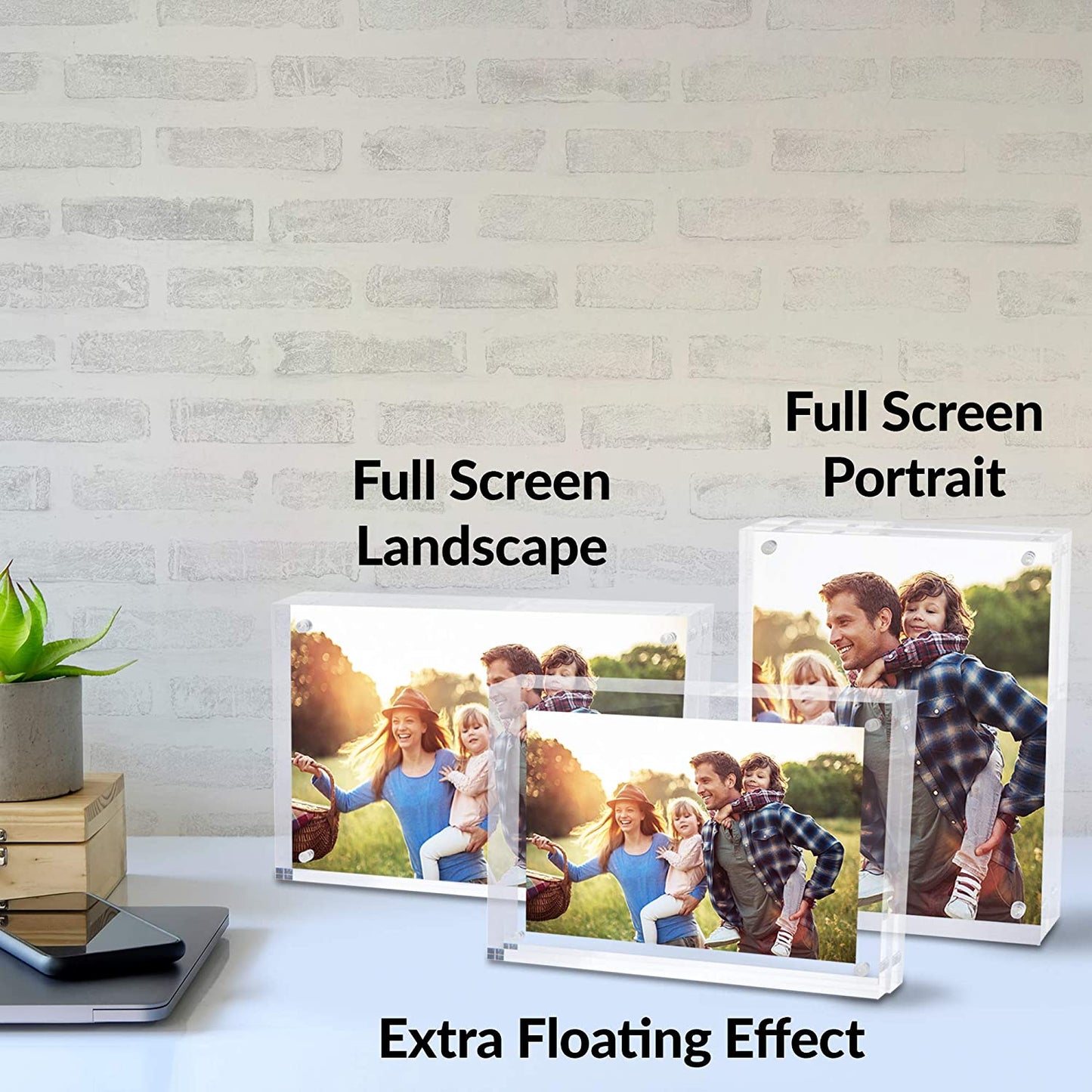 Acrylic Picture Frame 5x7 Clear Double Sided Magnetic Picture Frameless Desktop Display for Family, Baby, Photo Frames Best Gift