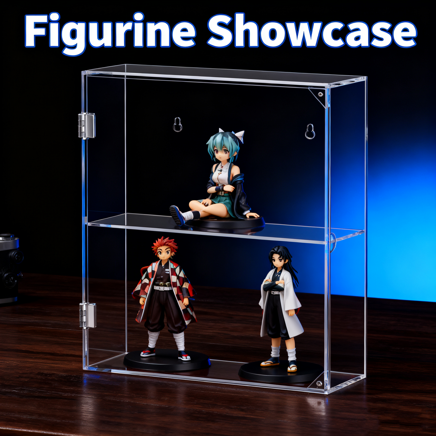 Acrylic Display Case 2 Tiers, Clear Display Case for Funko Pop Figures, Wall Mounted or Desktop Dustproof Display Cabinet Box for Collectibles,Rock,Crystals,Mini Toys,Decorative Crystals