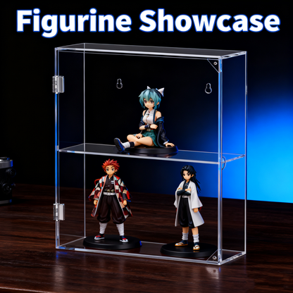 Acrylic Display Case 2 Tiers, Clear Display Case for Funko Pop Figures, Wall Mounted or Desktop Dustproof Display Cabinet Box for Collectibles,Rock,Crystals,Mini Toys,Decorative Crystals
