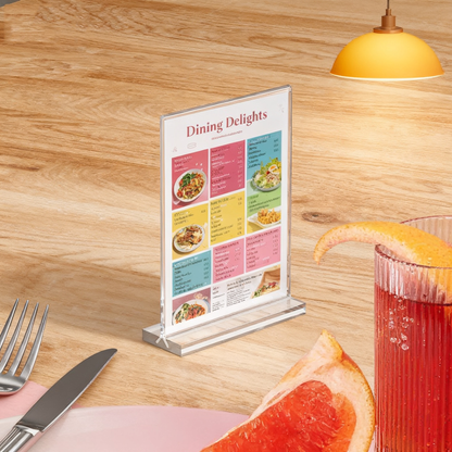 Acrylic Sign Holder 4x6”, 15 Pack Clear Double Sided Vertical Display Stand for Tabletop， for Menu, Flyers, Photos, Perfect for Restaurants, Retail Stores, Office Desks, Exhibitions
