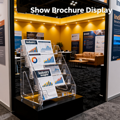 Acrylic Card Display Stand 5 Tier, Clear Display for Greeting Cards, Sports Cards, Postcards, Stickers & Brochures, Easy Snap-On, Increased Height & Thickness for Better，Thick Stable Design with Quick Snap-On Assembly for Stores & Exhibitions