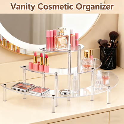 Acrylic Display Risers 3 Tier 2 PACK Clear Cupcake Stand Risers, Perfume Stand Organizer, Half Moon Dessert Stand, HENABLE Shelf Risers for Display Stands for Food, Amiibo Funko POP Figure，Collectibles