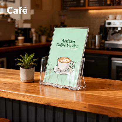 Acrylic Brochure Holder 8.5 x 11”，2 Pack Clear Flyer Display Stand for Desk or Wall Mount, Plastic Literature Holder for Trifold Brochures, Magazines, Menus, Pamphlets, Booklets, Documents