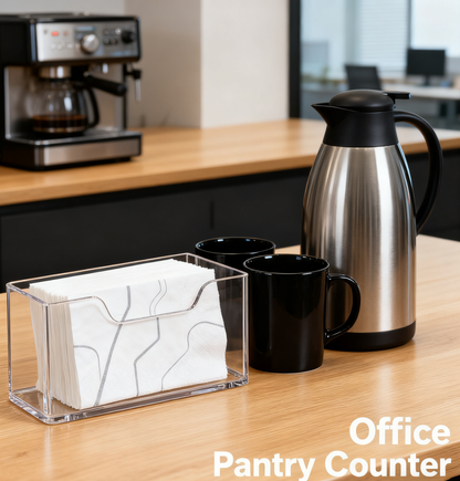 Acrylic Clear Napkin Holder for Bathroom, Clear Waterproof Splashing Vertical Napkin Holder for Kitchen, Disposable Hand Towel Holder, Modern Dining Table Napkin Tray for Home, Hotel, Office