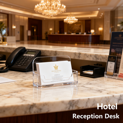 Acrylic Business Card Holder for Desk, Clear Plastic Business Cards Display Holders Stand, Fits 30-50 Business Cards，Sleek Clear Plastic Card Rack for Office, Reception, or Trade Show