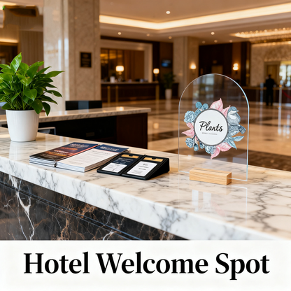 Acrylic Sign 10 Pack 5x7 Inch Blank Clear Arch with Wooden Stands, Arched Round Top Acrylic Sheet, DIY Acrylic Arch Table Numbers，DIY Table Numbers，DIY Name Card Gifts Event Party Sign Decoration