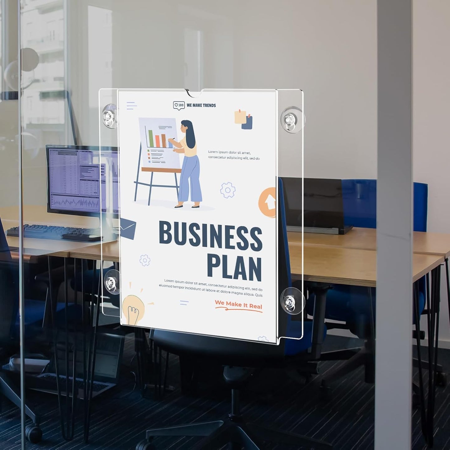 Acrylic Sign Holder 8.5“x11” with Suction Cup and Screws