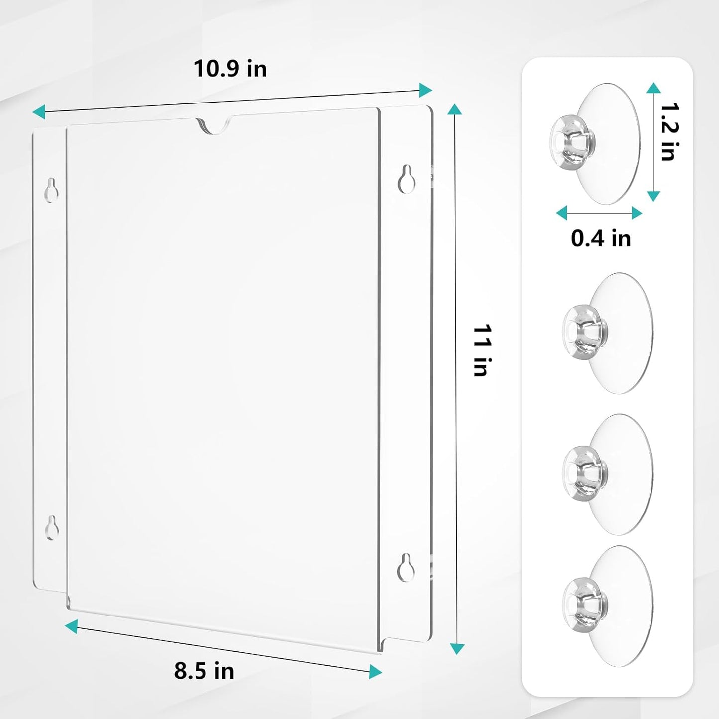 Acrylic Sign Holder 8.5“x11” with Suction Cup and Screws