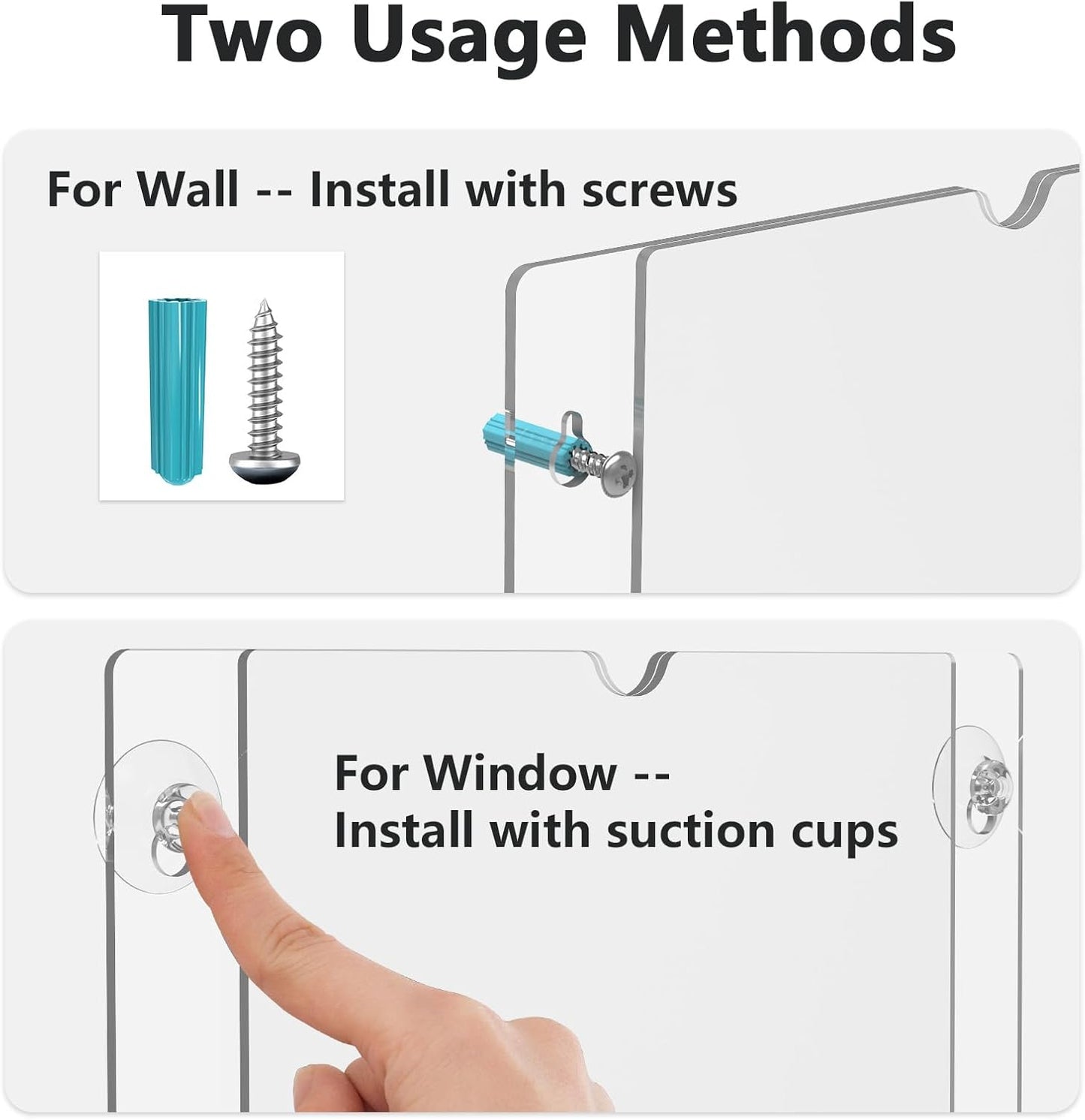 Acrylic Sign Holder 8.5“x11” with Suction Cup and Screws