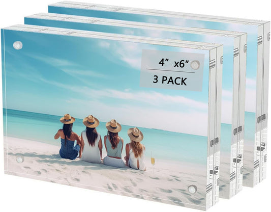 Acrylic Crystal Photo Frame  4"x6" 3 Pack